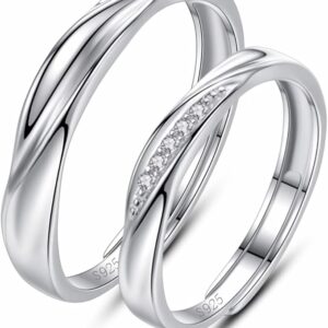 [Jewktuai] 指輪 ペアリング 人気シルバーリング 最高級キュービックジルコニア | 調節可能サイズ 婚約・結婚指輪 金属アレルギー対応